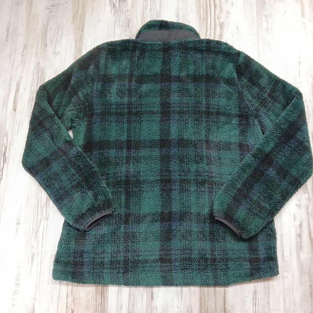 Eddie Bauer Mens XL Green Plaid Sherpa Fleece Snap‎ Pullover ELQ0089T - Picture 6 of 9